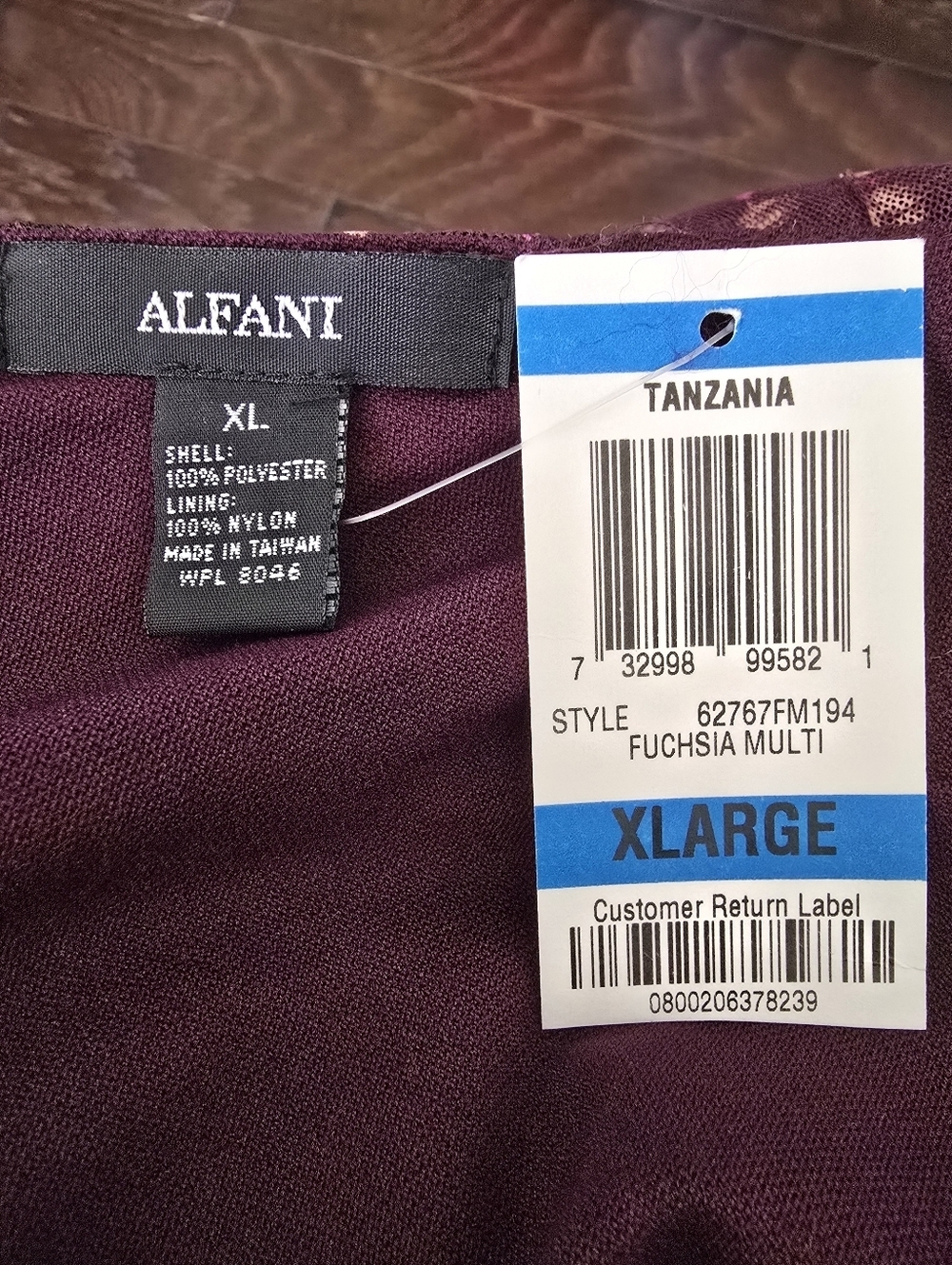 Alfani (NWT) Wrap Front Short Sleeve with Tie Waist - Deep Plum Midi Dress. - Picture 7 of 9